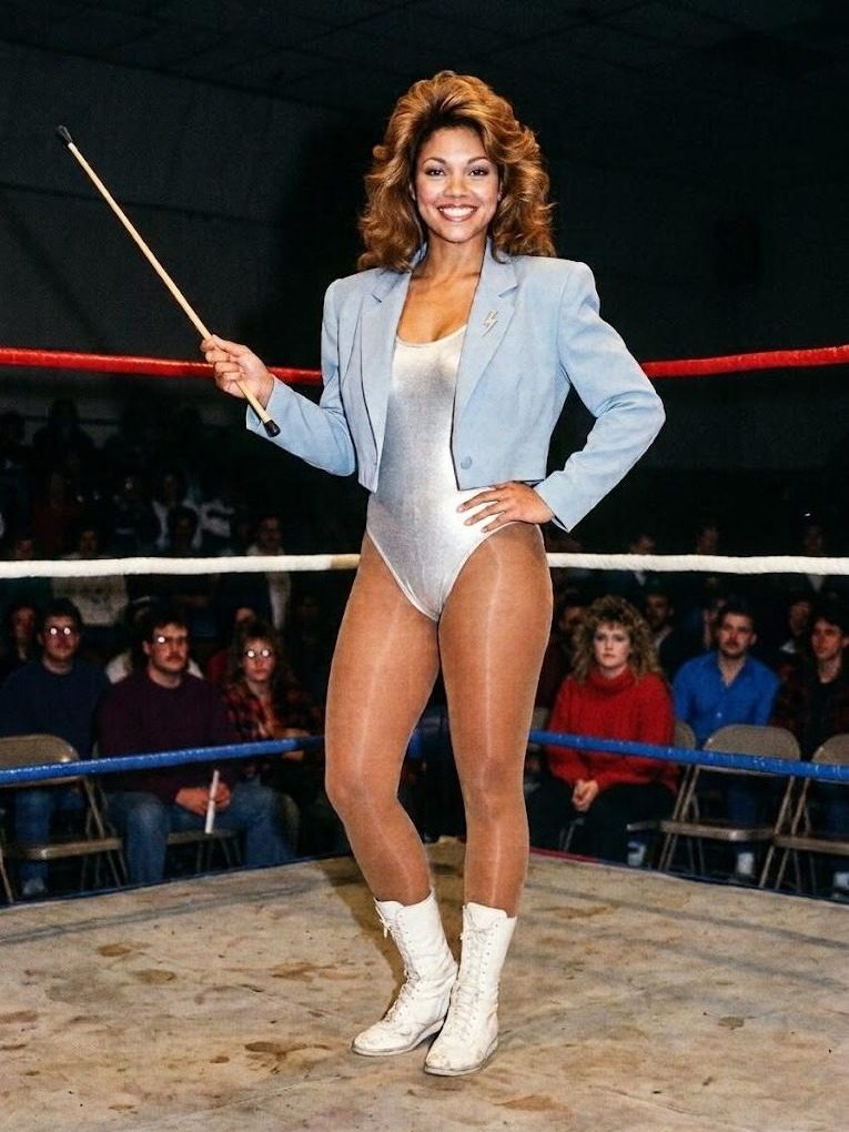 Doppler Debbie in the ring at a G.L.A.M. taping