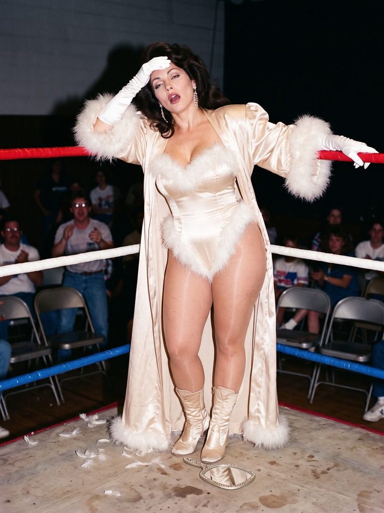 Soap Star Celeste in the ring at a G.L.A.M. taping